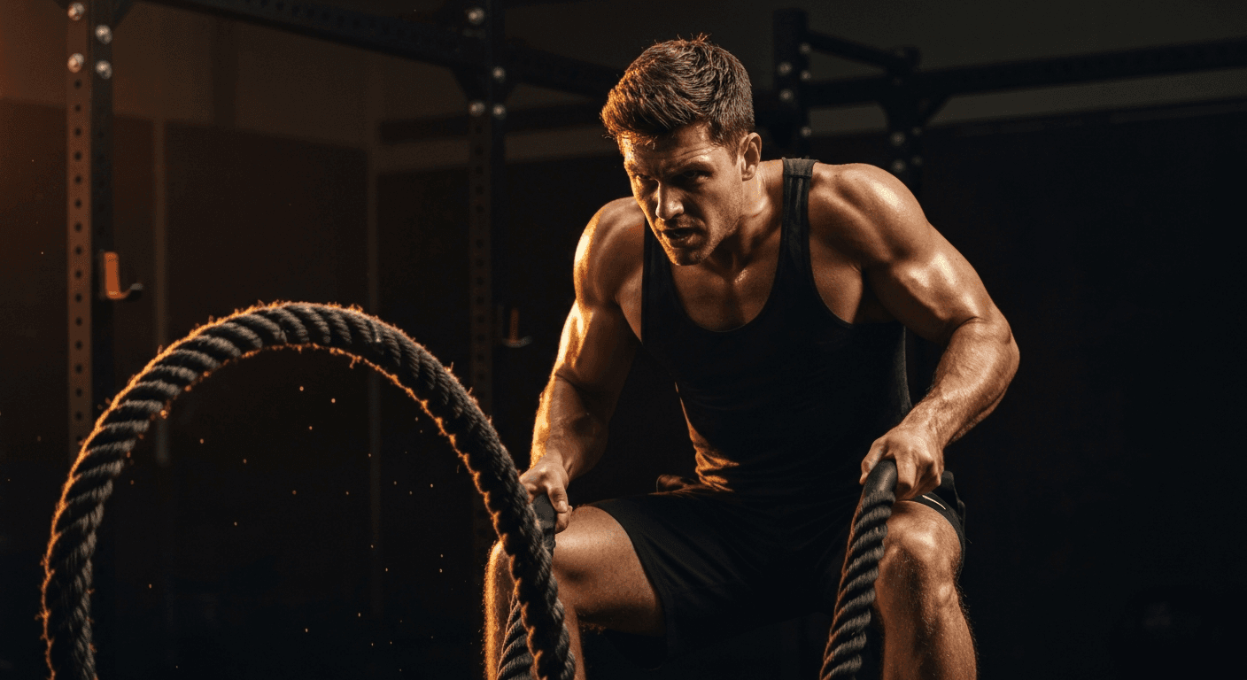 45-Minute Functional Fitness Workout Using Battle Ropes and Sandbags
