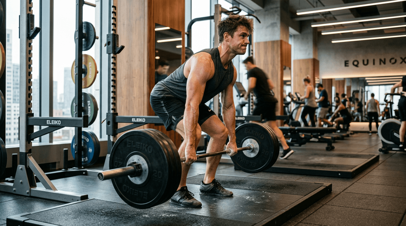 Man deadlifting in a modern gym