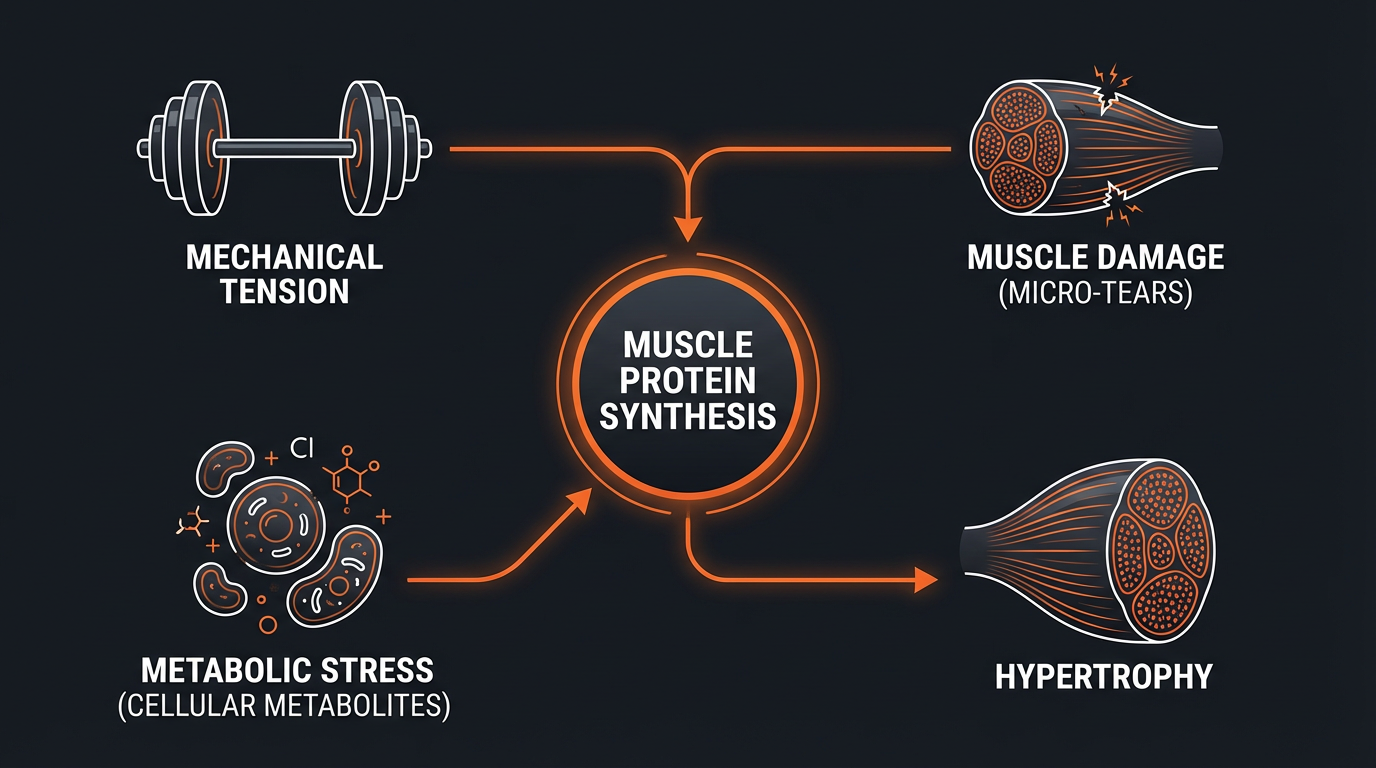 Diagram illustrating key concepts from Are You Making These Muscle-Building Mistakes at the Gym This Fall?