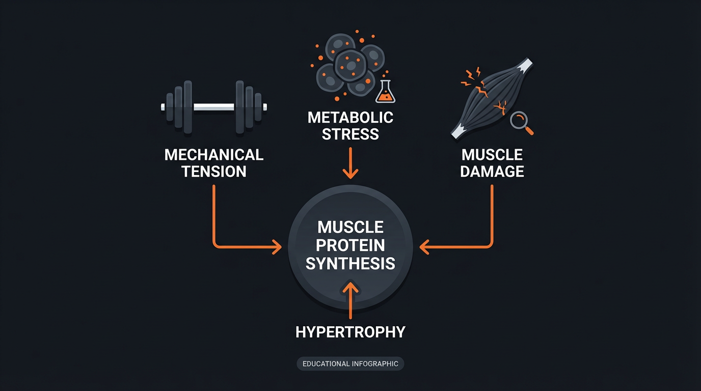 Diagram illustrating key concepts from How to Bulk with Limited Equipment: Home Gym Mass-Building Workouts