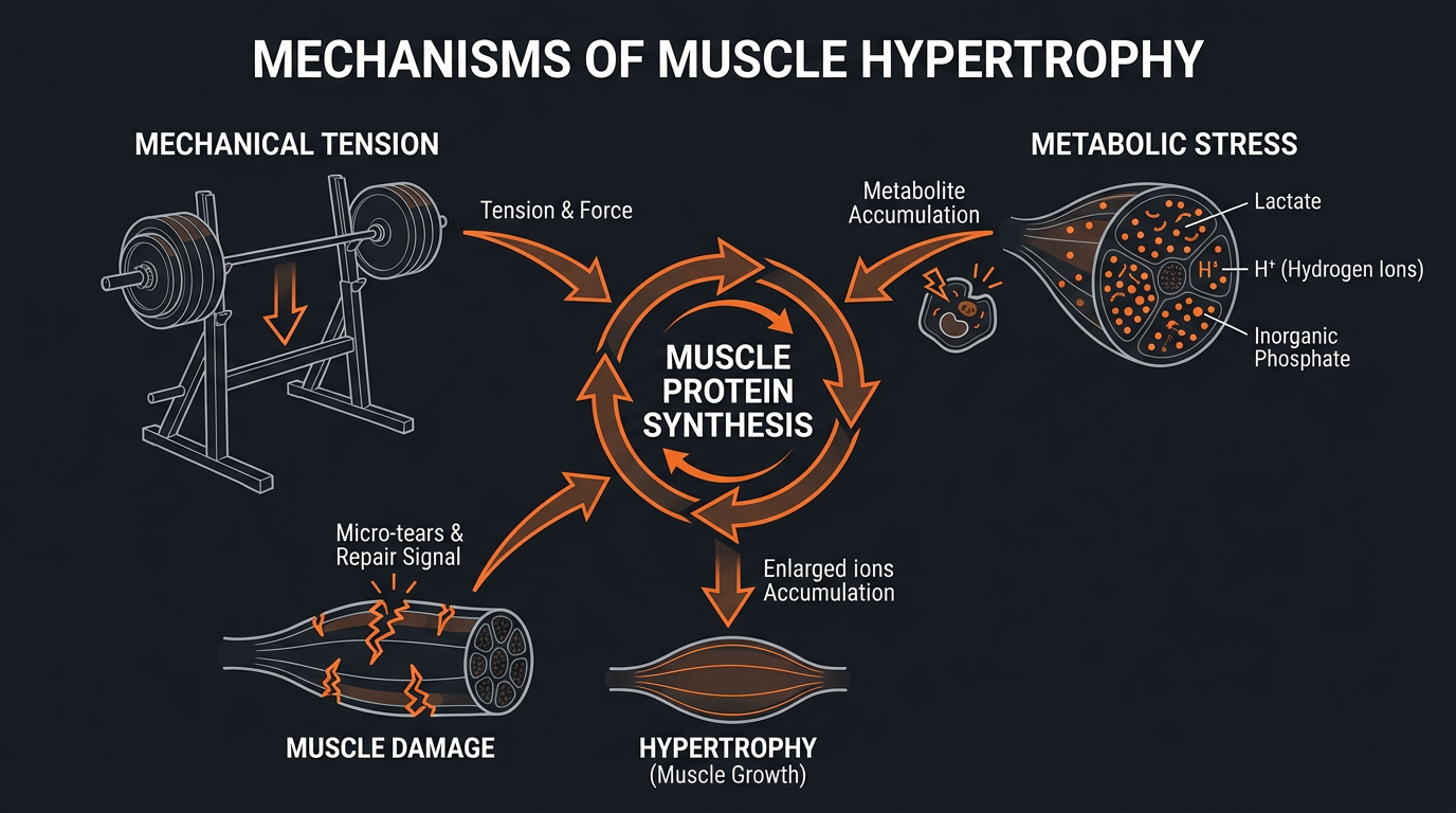 Diagram illustrating key concepts from How to Gain 10 Pounds of Muscle in 3 Months: Step-by-Step Plan