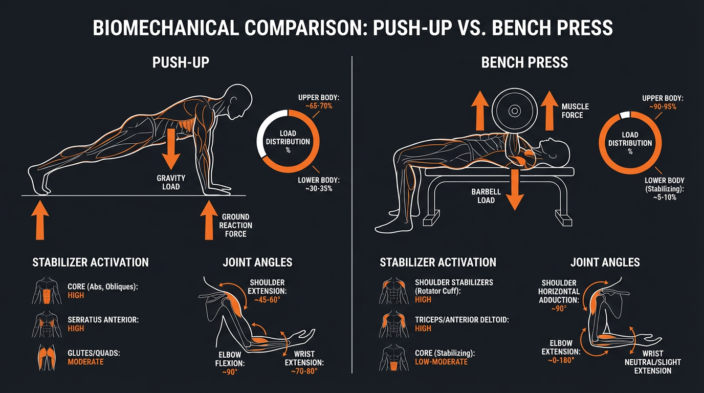 Diagram illustrating key concepts from Push-Ups vs. Bench Press: Which is More Effective for Chest Growth?