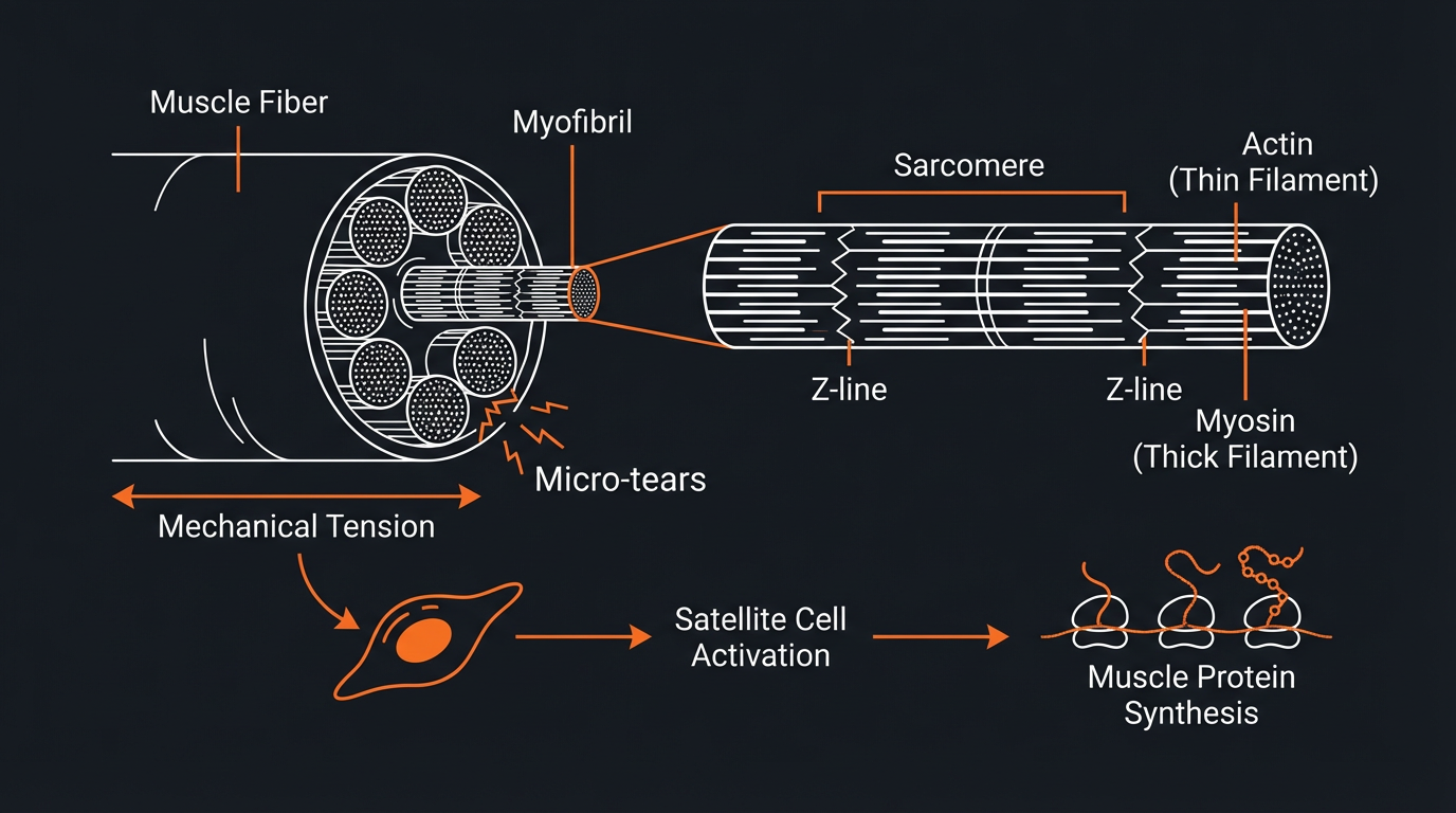 Diagram illustrating key concepts from Science-Backed Hypertrophy: Junk Volume Explained