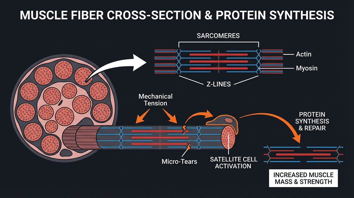 Diagram illustrating key concepts from The Role of Hormones in Strength Training and Muscle Growth